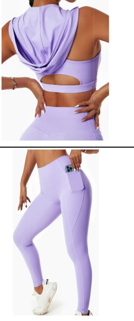 LEGGINGS & HOODED SPORTS BRA SET
